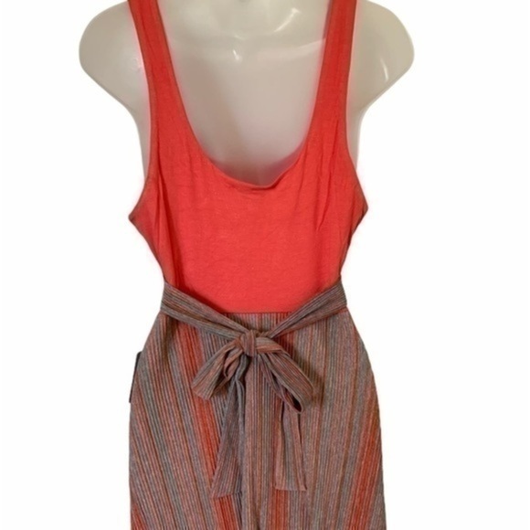 NEW Vanity Room Coral Striped Knit Tank Dress Sz M - Picture 6 of 12